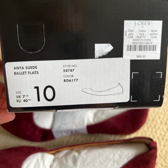 J. Crew Anya Ballet Flats size 10 Suede Burgundy - Picture 4 of 5